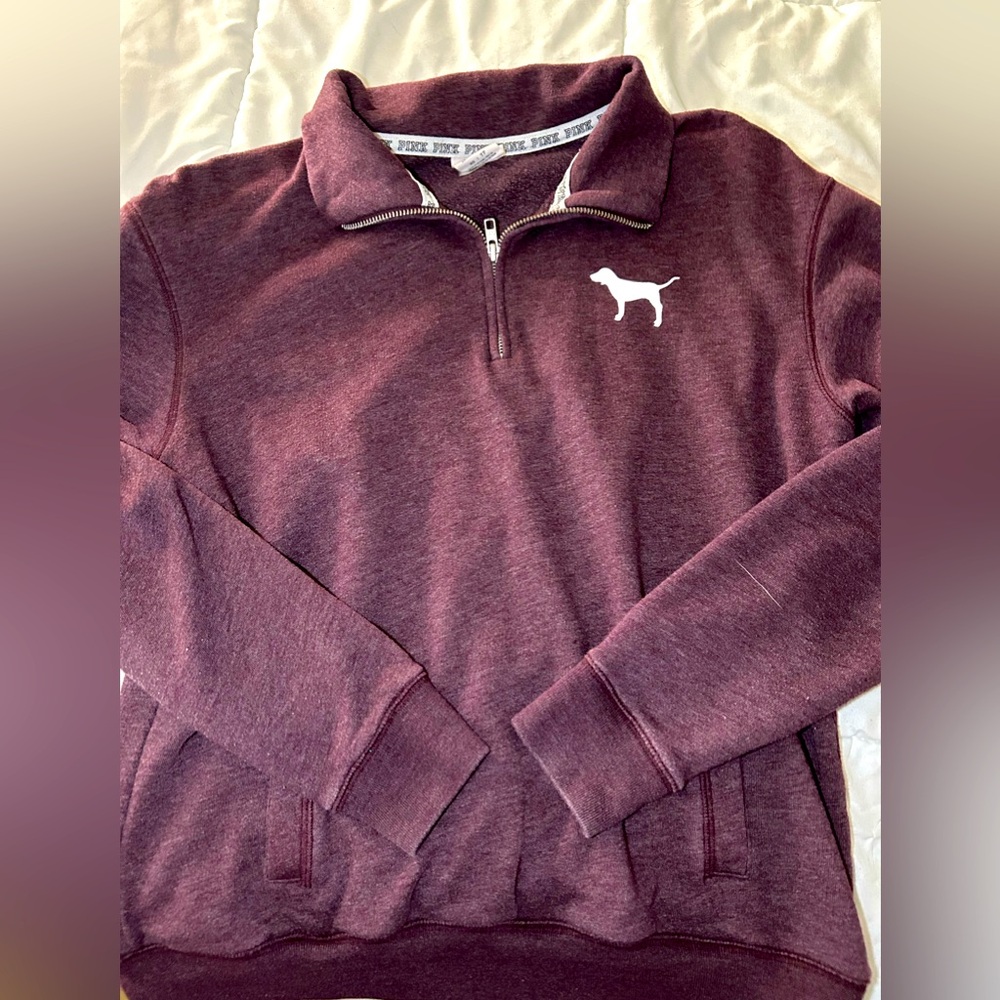 Maroon Victoria Secret PINK Quarter Zip pull over